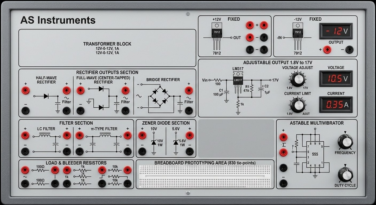 Fixed & Variable Voltage Regulation IC Trainer