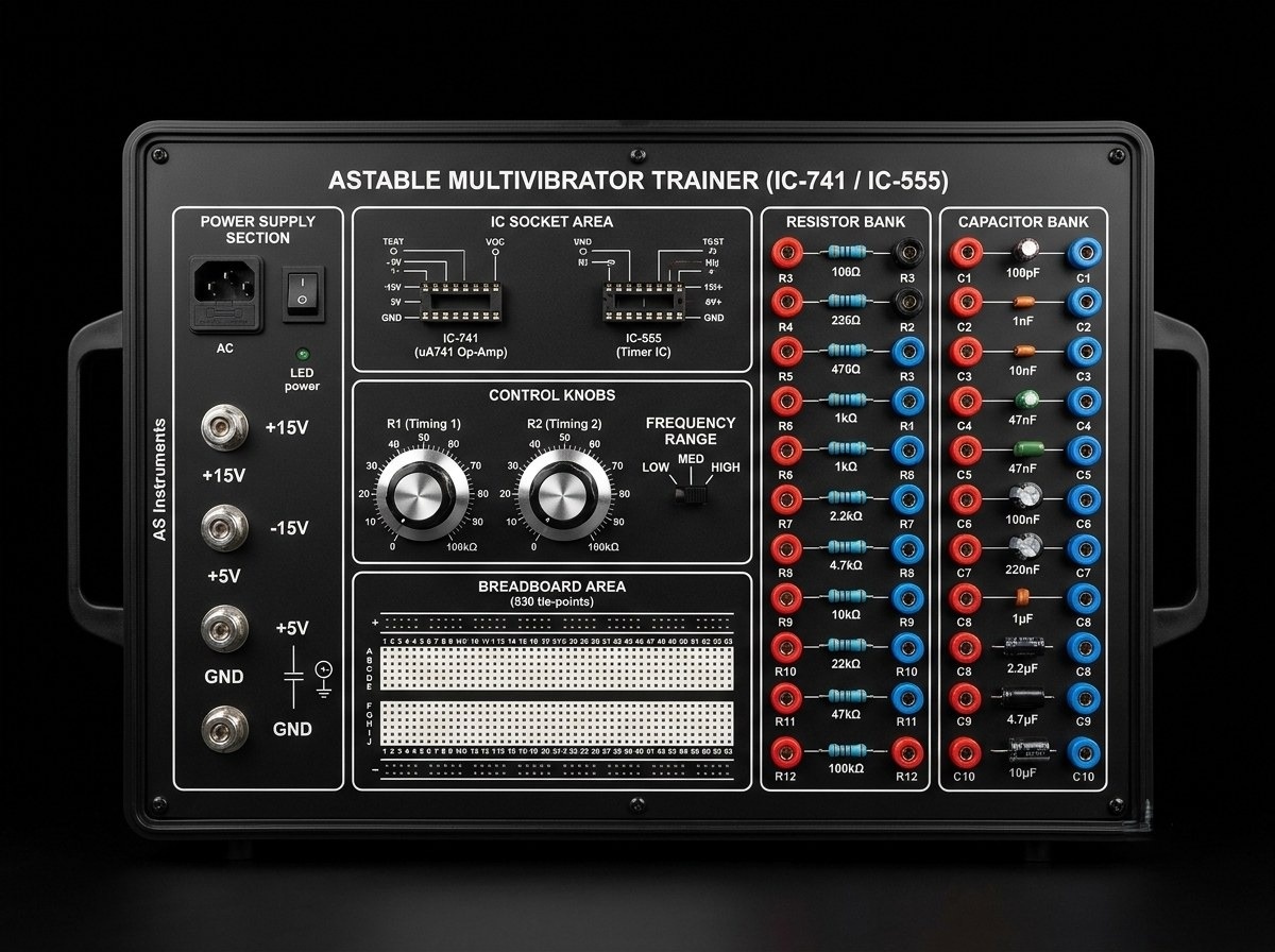 Astable Multivibrator Trainer (IC-741 / IC-555)